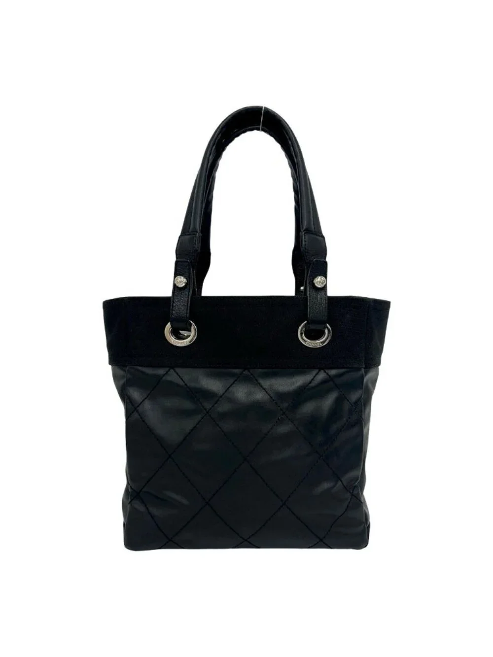 Chanel Card with No 19 Paris Biarritz PM Leather Tote Shoulder Bag Black